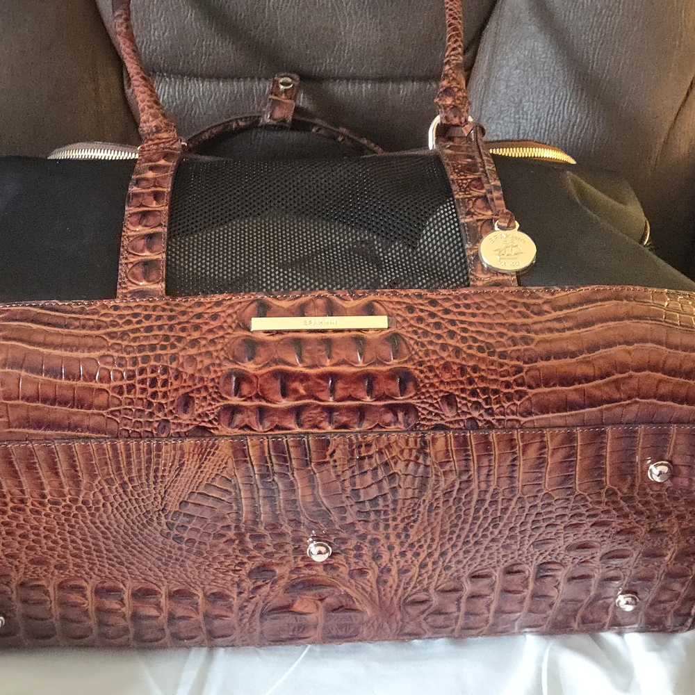 Brahmin Black and Brown Pet Carrier - Picture 2 of 3